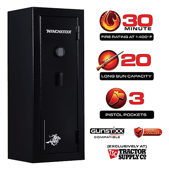 Winchester Safes 20 Long Gun 10.48 cu. ft. Electronic Lock Gun Safe, Black
