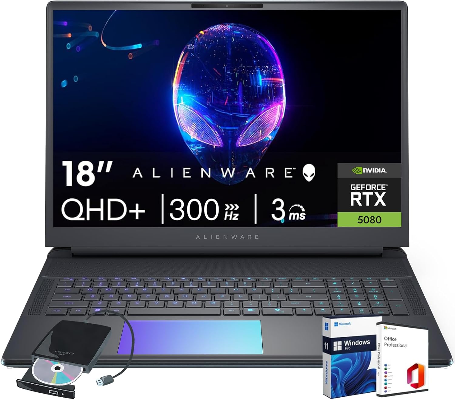 Alienware 18-inch Area-51 Gaming Laptop - GeForce RTX 5080 16GB GDDR7 • 18