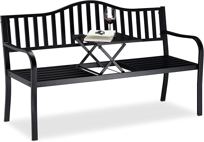 Outvita Outdoor Garden Bench w/Built in Table