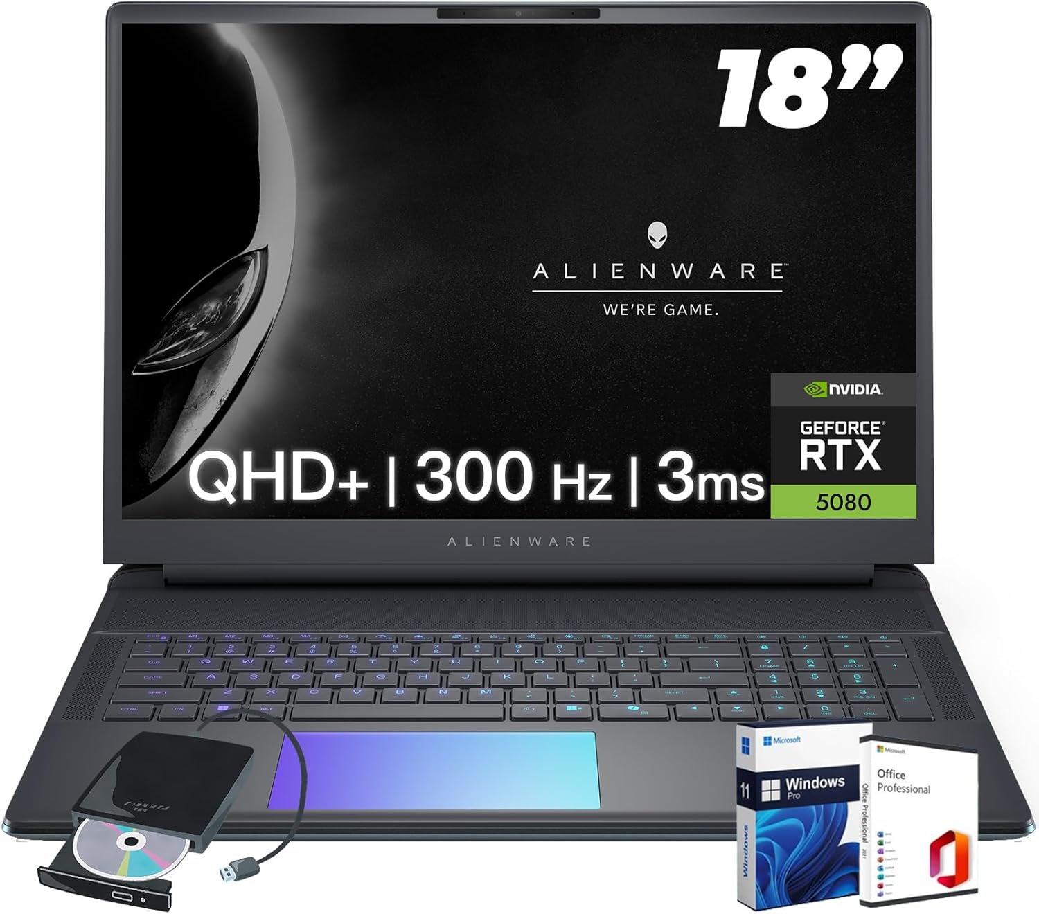 Alienware 18-inch Area-51 Gaming Laptop - GeForce RTX 5080 16GB GDDR7 18