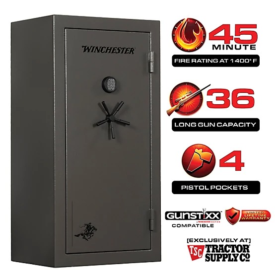 Winchester Safes 36 Long Gun 17.07 cu. ft. Electronic Lock Gun Safe, Gray