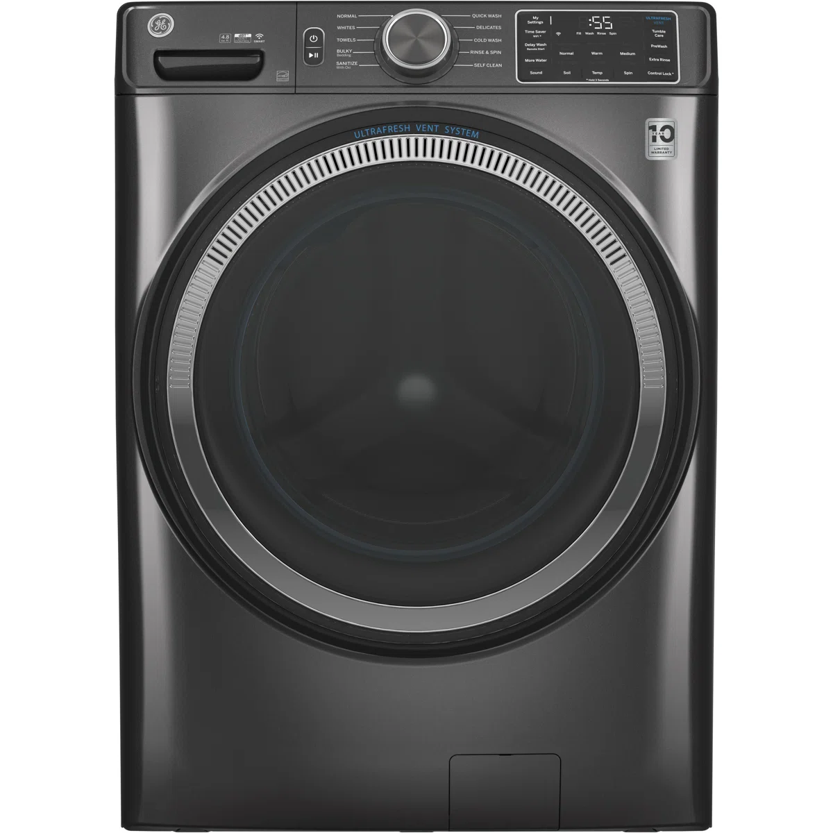 GE Appliances Smart 4.8 cu. ft. Energy Star Front Load Washer with Odorblock GFW550SPNDG