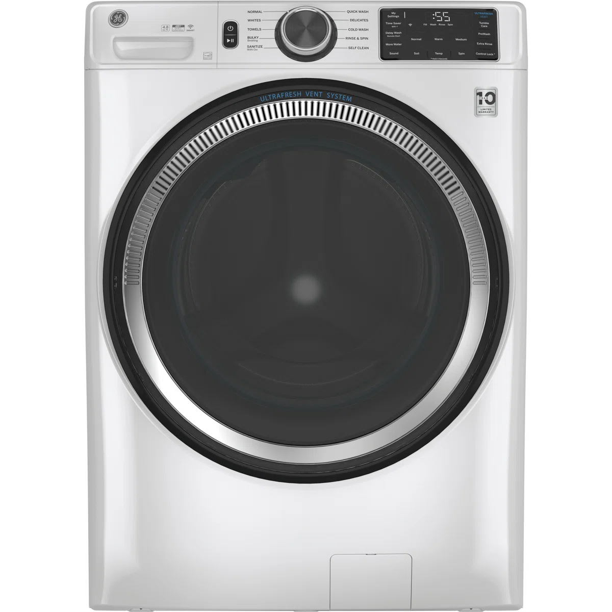 GE Appliances Smart 4.8 cu. ft. Energy Star Front Load Washer with Odorblock GFW550SPNDG