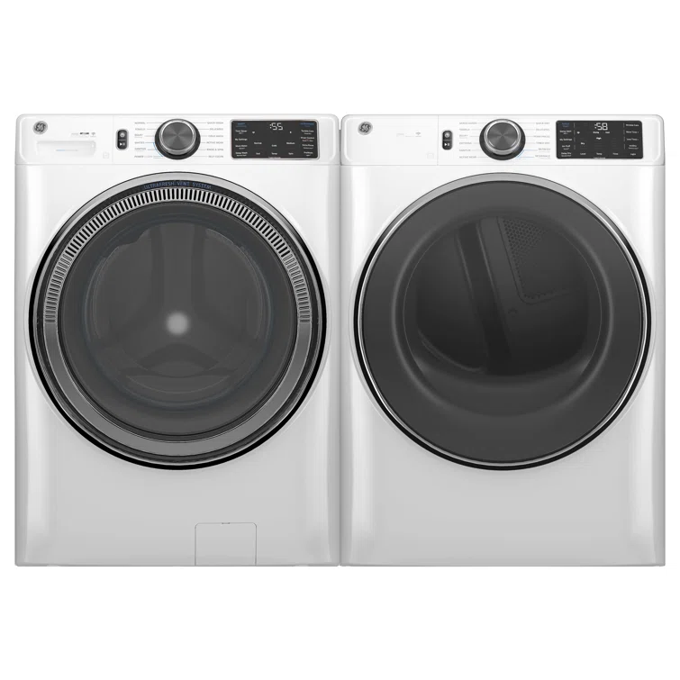 GE Appliances 5.0 cu. ft. ENERGY STAR Smart Front Load Steam Washer with Sanitize + Allergen, SmartDispense and UltraFresh Vent System with OdorBlock + 7.8 cu. ft. ENERGY STAR Smart Electric Dryer with Steam and Sanitize Cycle