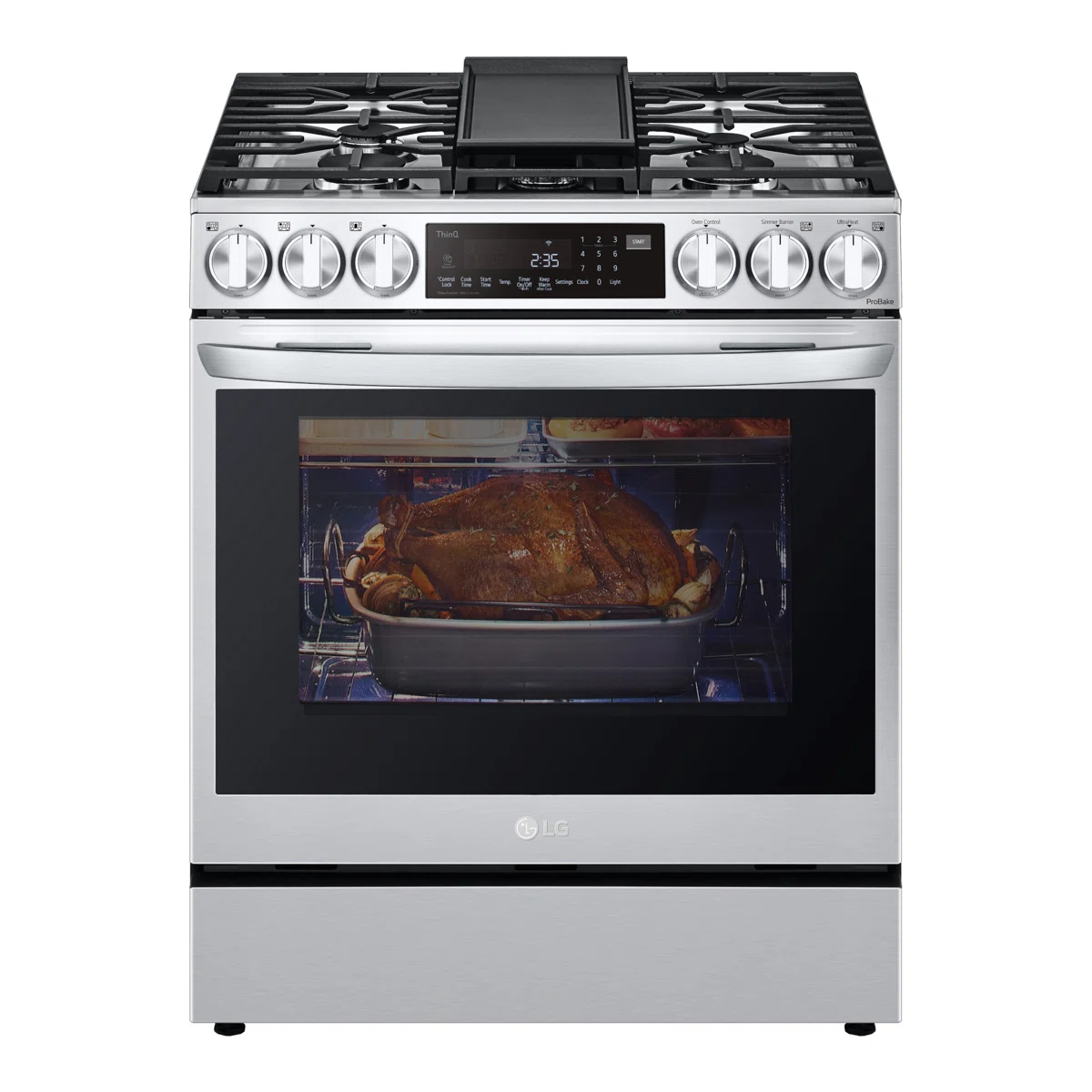 LG Smart Wi-Fi Enabled ProBake Convection® InstaView® Gas Slide-In Range with Air Fry, 6.3 cu. ft. LSGL6335F