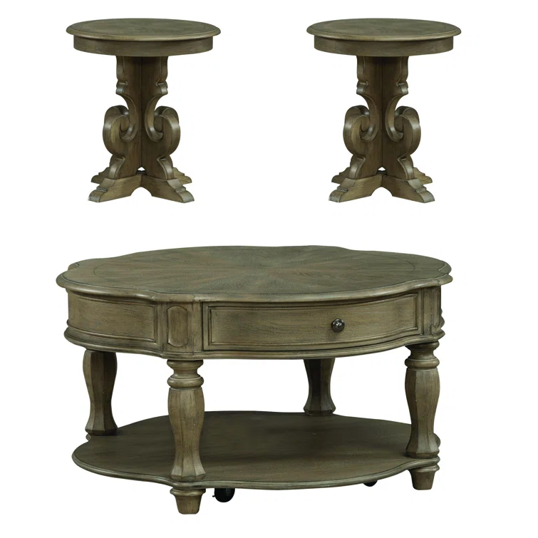 Tylene Cocktail Table W/ Two Round End Tables Set