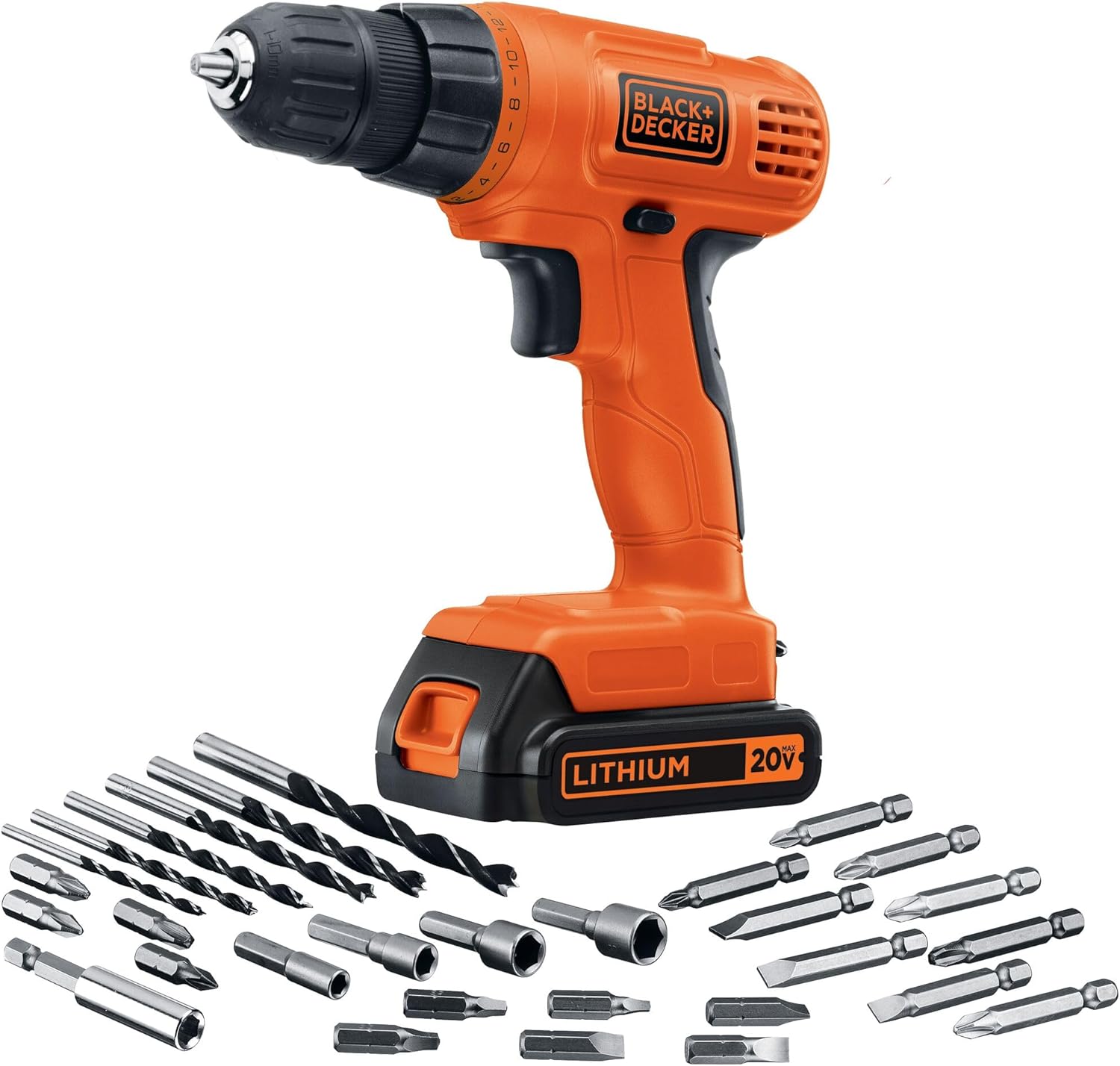 BLACK+DECKER 20V MAX POWERECONNECT Cordless Drill/Driver + 30 Piece Bits and Drivers Kit (LD120VA)