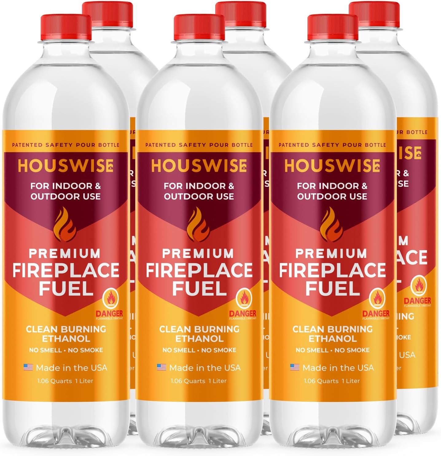 Bio Ethanol Fireplace Fuel 12 x 1 Liter - Bioethanol Fuel Tabletop Fire Pit, Bio Ethanol Fuel for Table Top Fire Pit & Ethanol Fireplaces - Made in USA