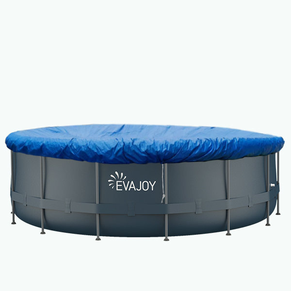EVAJOY 16ft x 48in Metal Frame Swimming Pool Set, Round Above Ground Pool Set