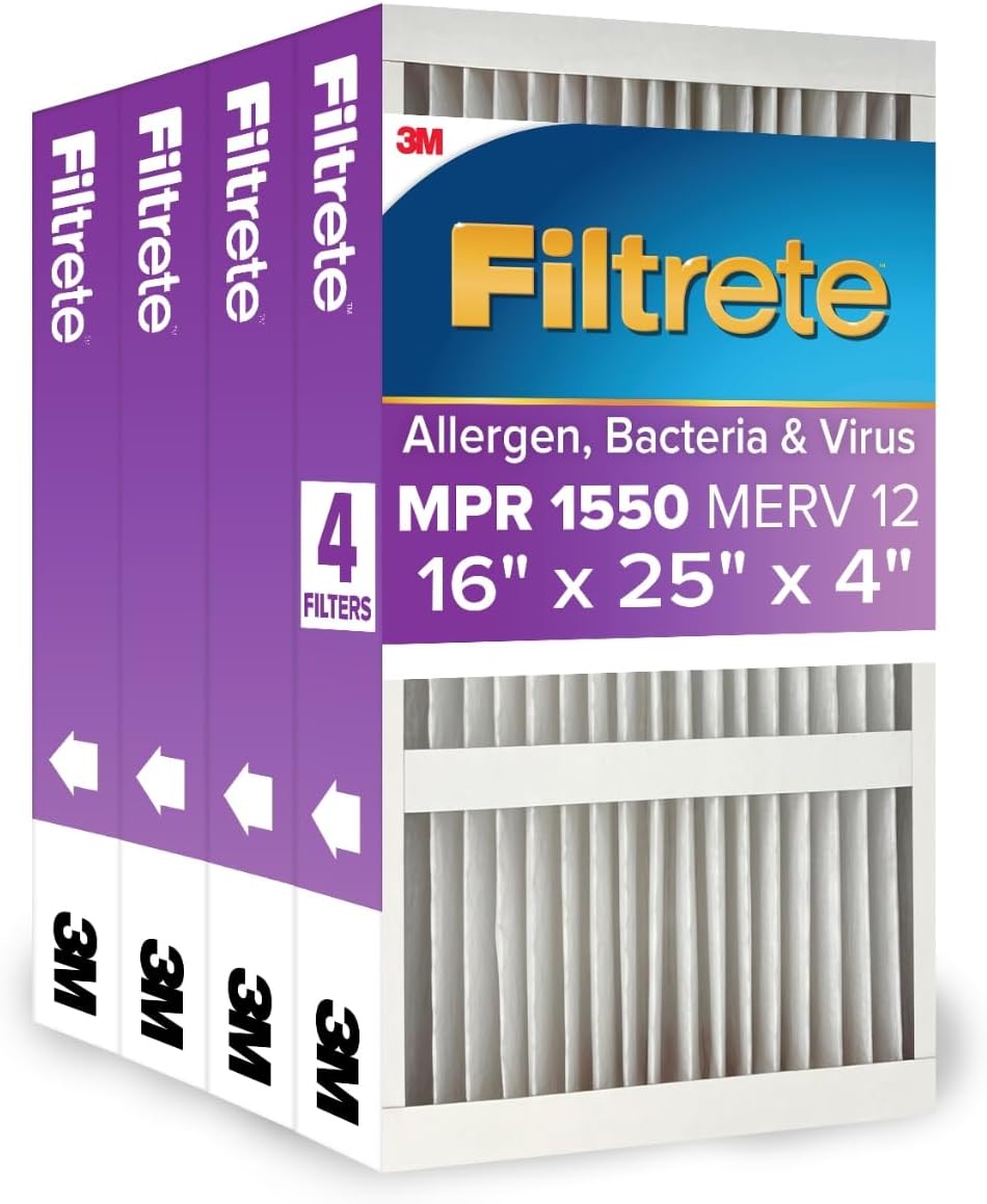 Filtrete High Performance Deep Pleat Filter 1550 MPR, 20 in x 20 in x 4 in - 4 Units per Case