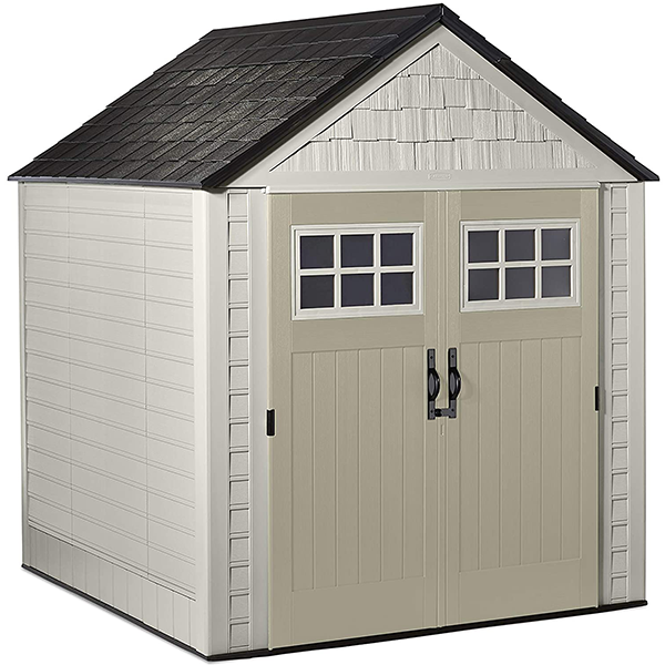 Outdoor Storage Shed, 7X7 feet, Resin Weather Resistant Outdoor Garden Storage Shed for Backyard, Garden, Tool Storage, Lawn, Garage Organizer, Sandstone