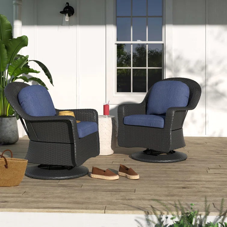 Beom Modern Outdoor Wicker Swivel Patio Chair with Cushions