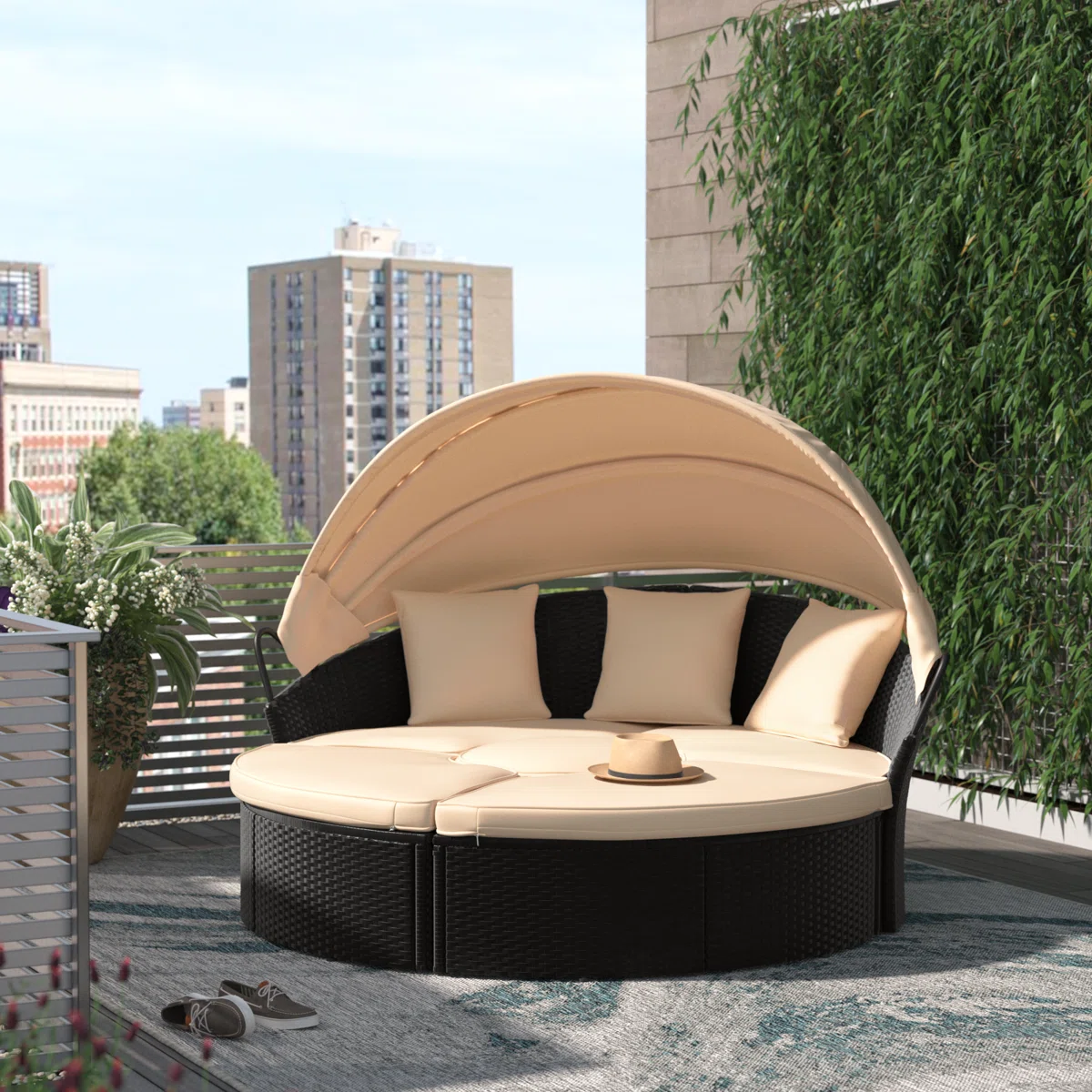 Antashia 70'' Wide Outdoor Patio Daybed with Cushions