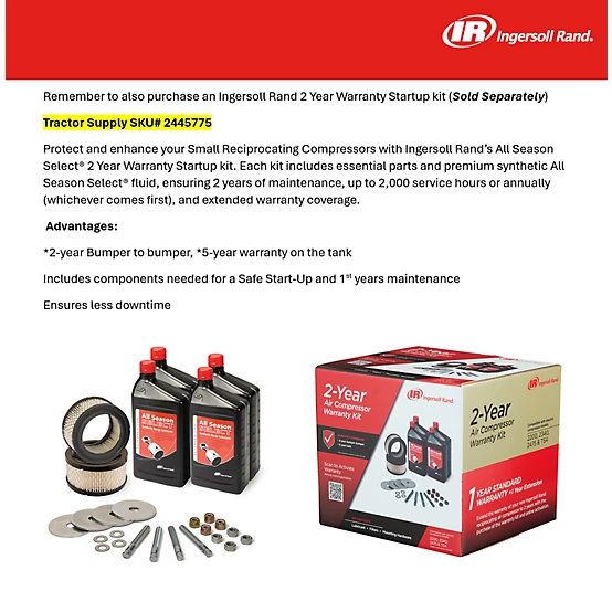 Ingersoll Rand 5 HP 80 gal. 2-Stage Reciprocating Air Compressor, 175 PSI