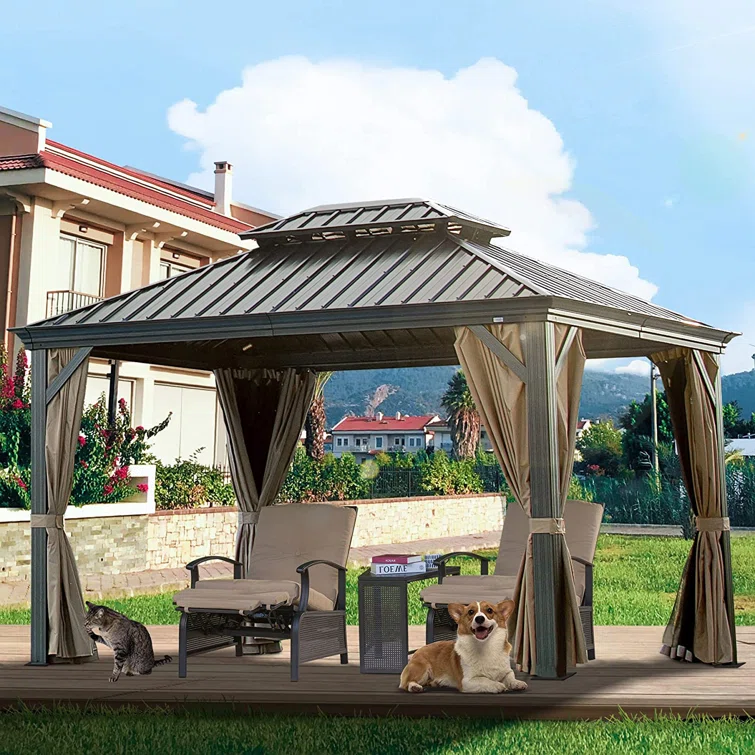 Calaro 12 Ft. W x 10 Ft. D Galvanized Steel Patio Gazebo