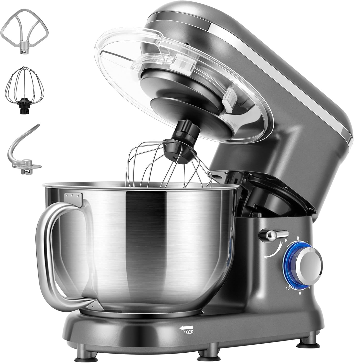 Stand Mixer, 660W 10 Speed 6 Quart Tilt-Head Kitchen Electric Food Mixer with Beater, Dough Hook, Wire Whip and Egg Separator