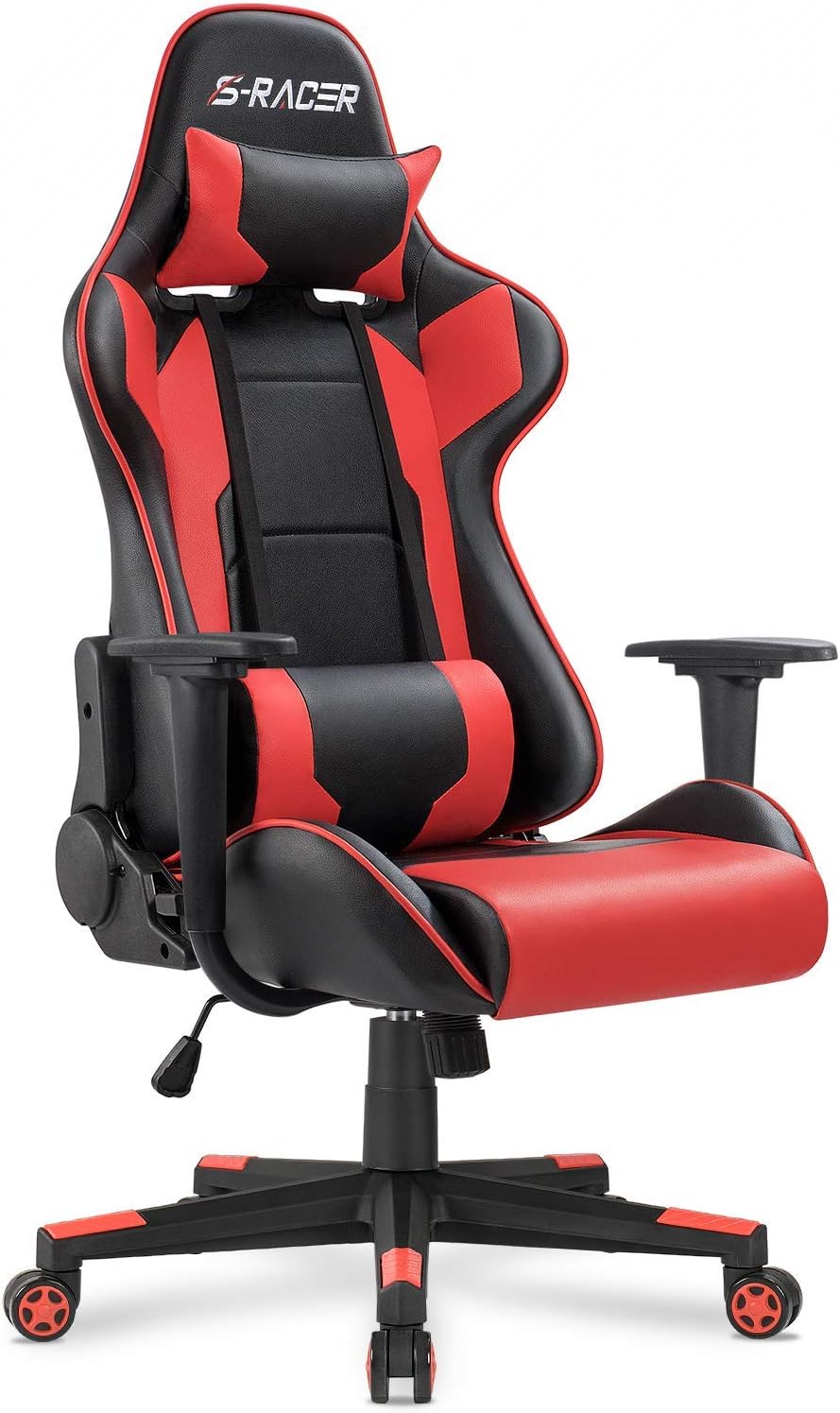 Homall Gaming Chair, Office Chair High Back Computer Chair Leather Desk Chair Racing Executive Ergonomic Adjustable Swivel Task Chair with Headrest and Lumbar Support (Dark Black)