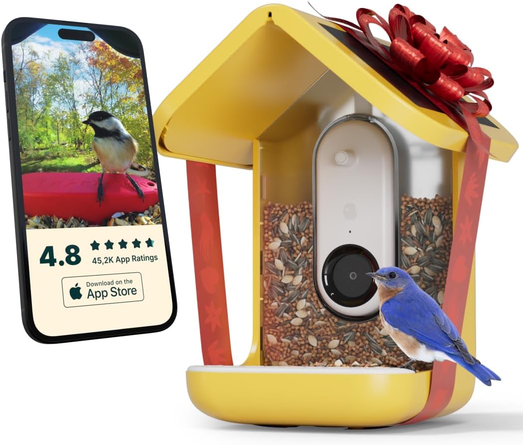 Bird Buddy® Original Solar Bird Feeder with Camera - Ai Bird Species Identification, 5Mp Photos, 2K Hd+ Video Live Stream Camera, Solar-Powered Charging, 2.8In Focus - Blue