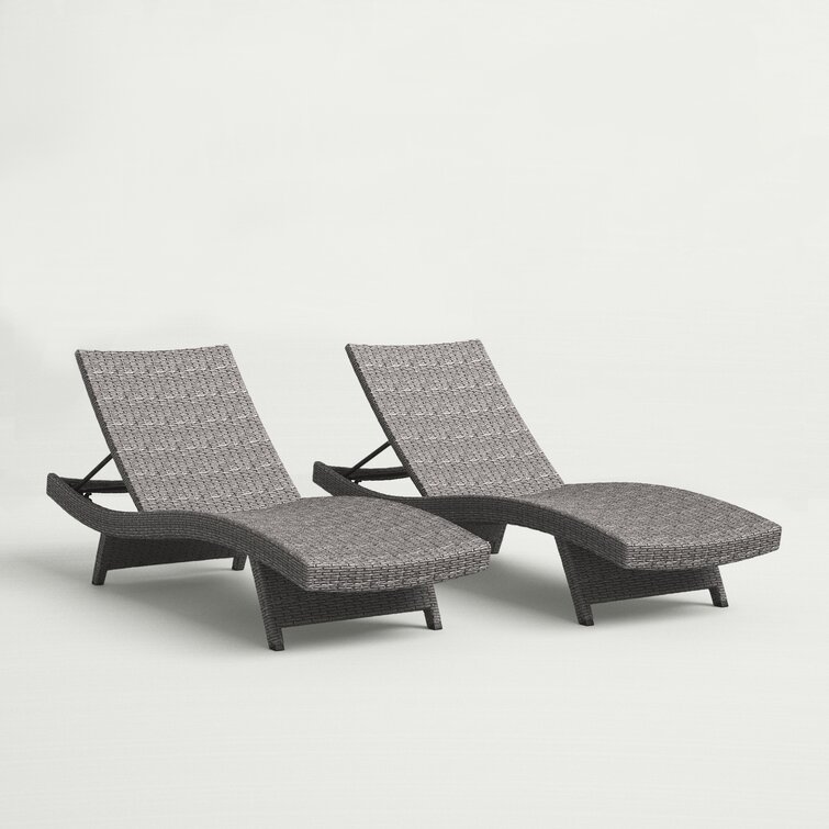 Billur Outdoor Wicker Chaise Lounge Set (Set of 2)