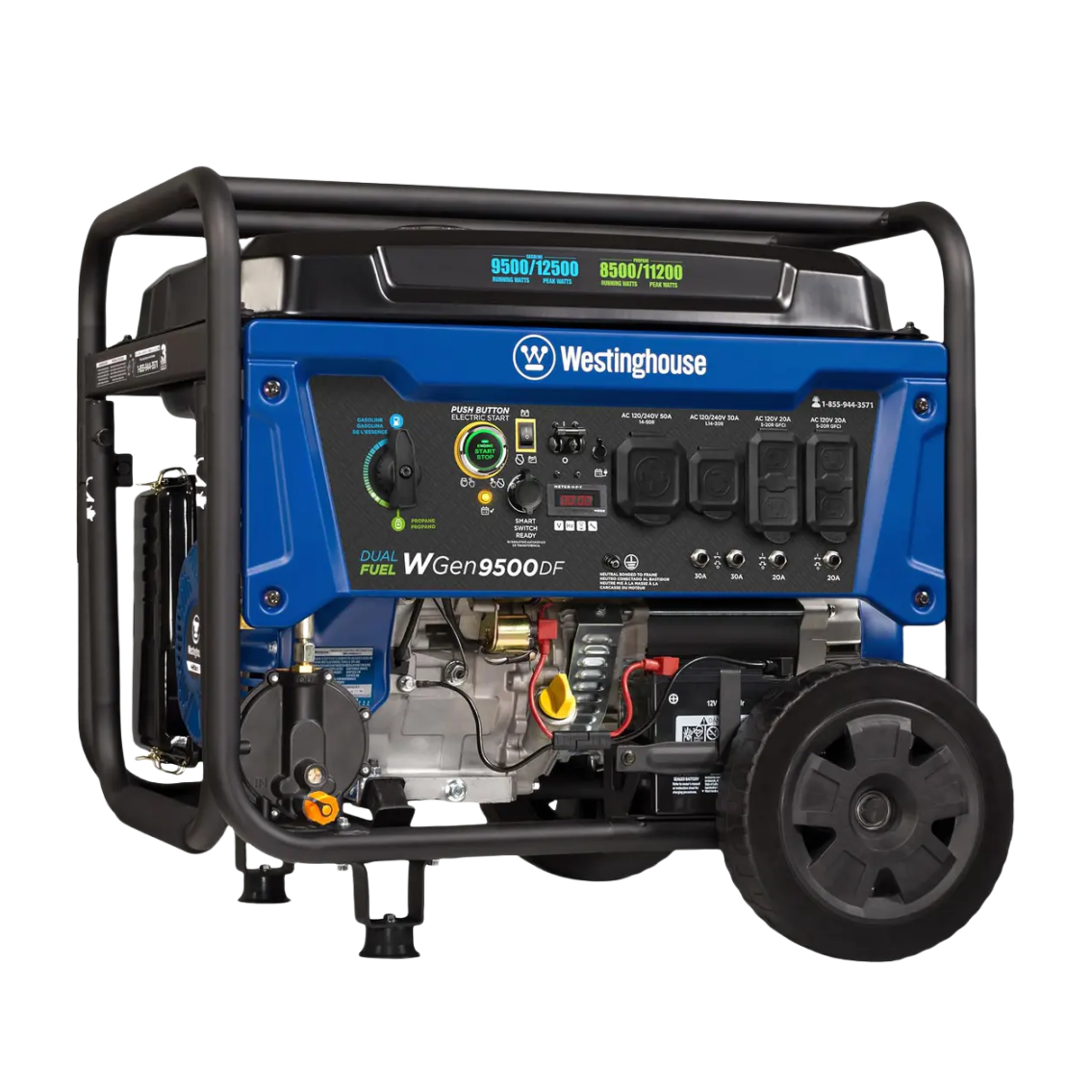 Westinghouse 12500 Watt Dual Fuel Home Backup Portable Generator, Remote Electric Start, Transfer Switch Ready, Gas and Propane Powered