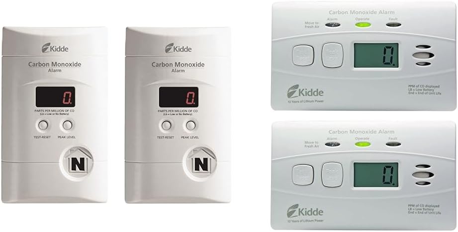 Kidde Carbon Monoxide Detector, Plug In Wall with 9-Volt Battery Backup, Digital LED Display, 6 Pack