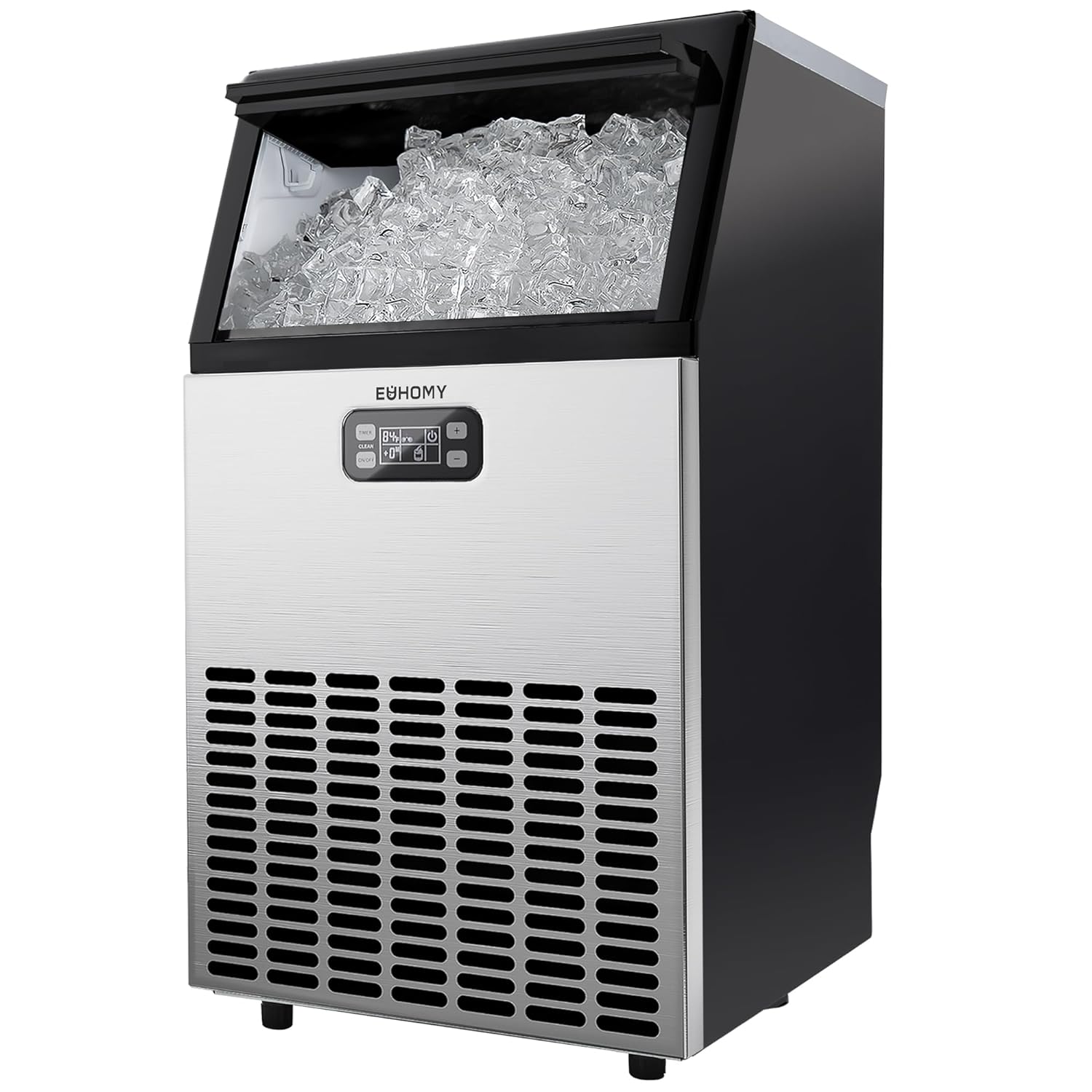 EUHOMY Commercial Ice Maker Machine, 200lbs Daily Output, Under Counter ice Machine with 65lbs Ice Storage Capacity, Perfect for Home/Bar/Restaurant/Outdoor Activities(Stainless Steel)