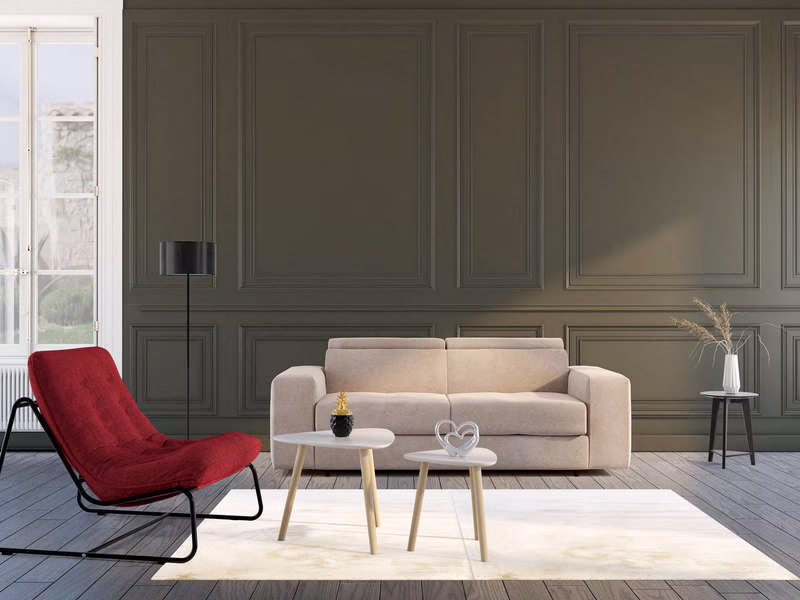 Canape droit convertible MODENA 3 pl Tissu taupe