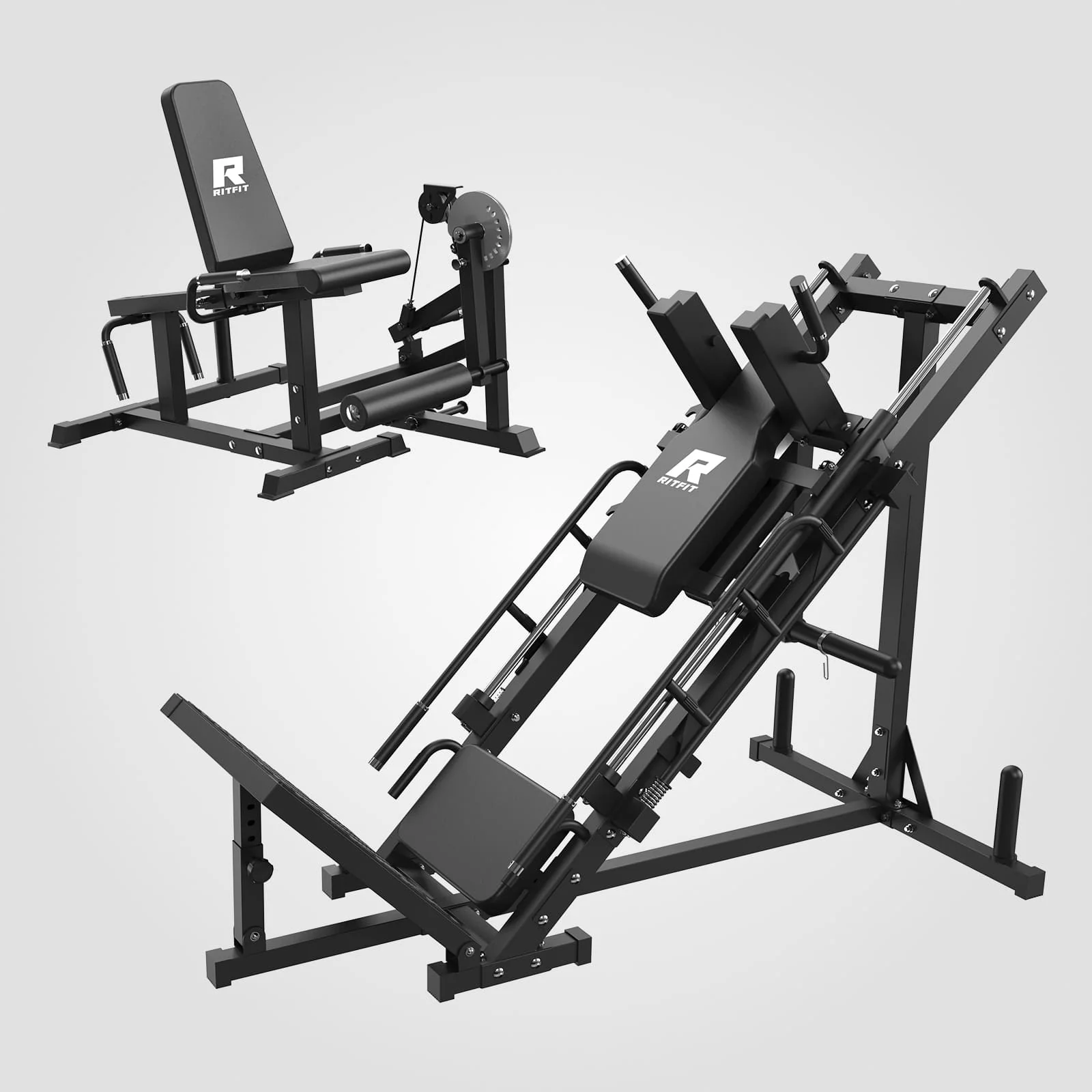 RitFit BLP01 45 Degree 3-in-1 Leg Press Hack squat & PLC01 Leg Extension Curl Machine Set for Home Gym