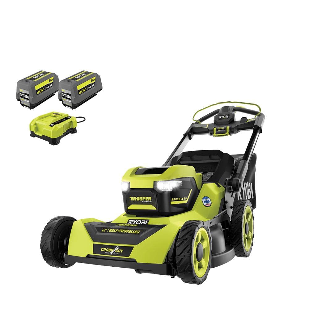 40V HP Brushless Whisper Series 21" Walk Behind Self-Propelled All Wheel Drive Lawn Mower-(2) 6.0 Ah Batteries & Charger