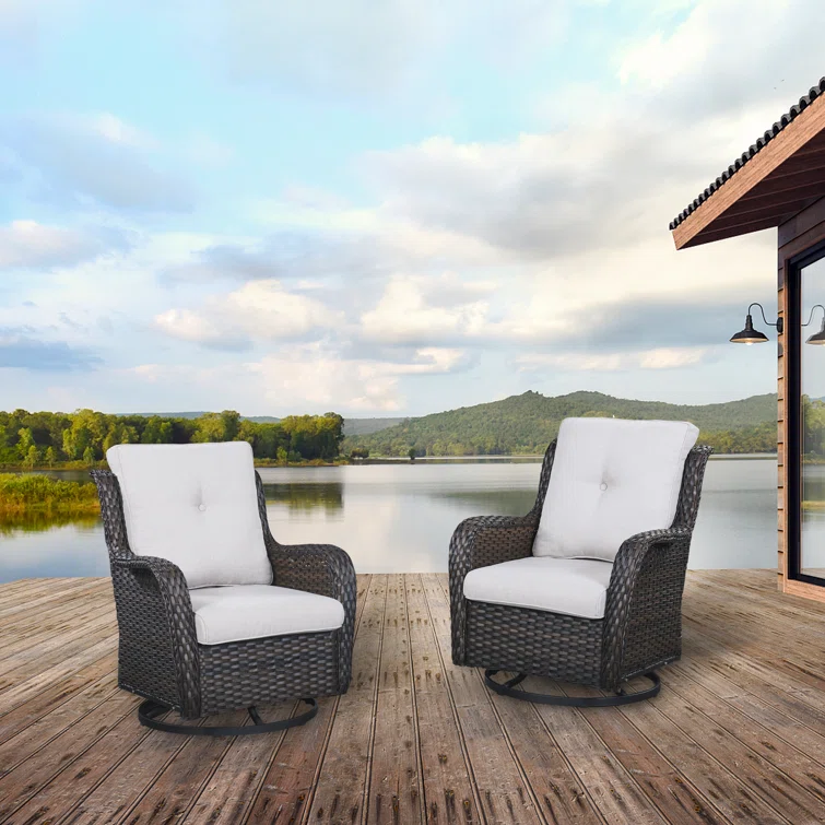Wicker Rattan Swivel Patio Wicker Chairs (Set of 2)