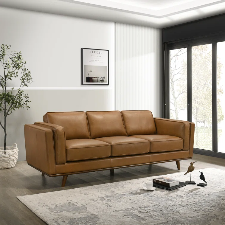 Rosanella 89'' Leather Sofa