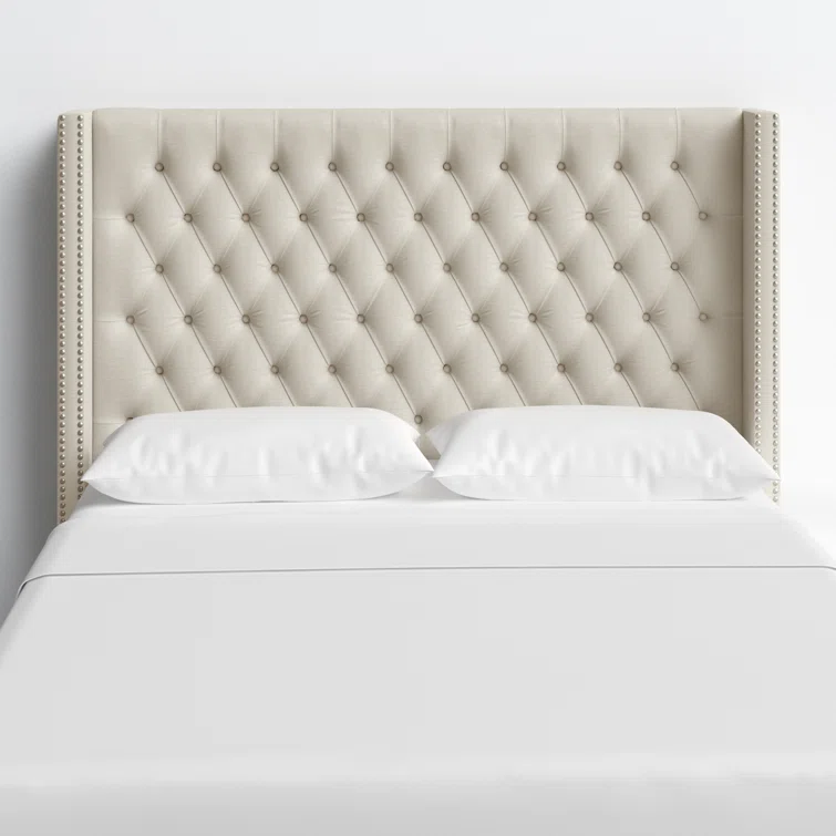 Tickhill Upholstered Wingback Button Tufted Headboard