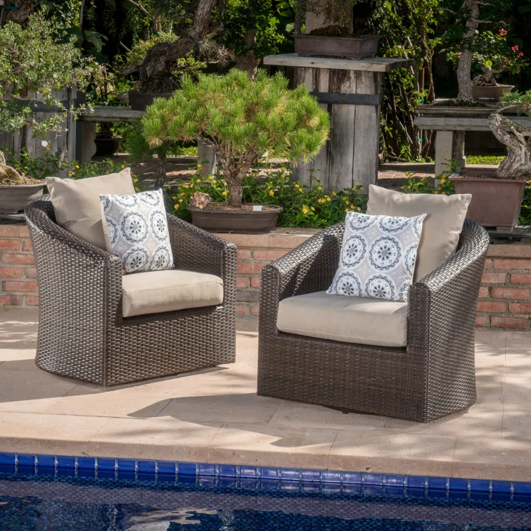 Dierdre Swivel Patio Chair with Cushions