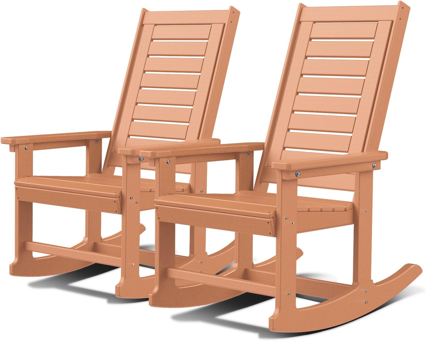 GREENVINES Outdoor Rocking Chairs | Set of 2 | Porch Rocker | HDPE Plastic | Black | Oversized Rockers | High Back | Big & Tall | Ladder Back | for Patio Outside Backyard Balcony Garden