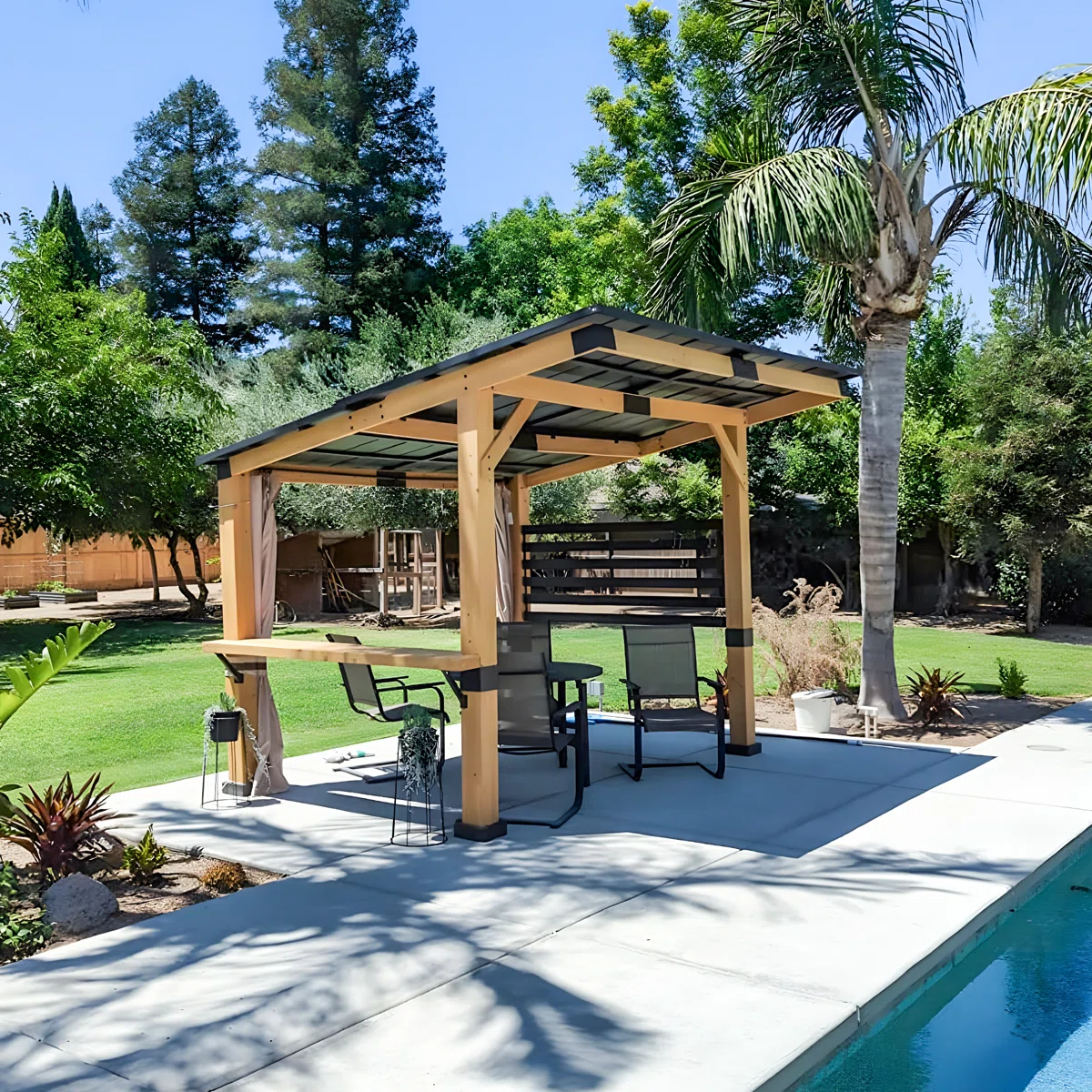 12' W x 10' D Solid Wood Patio Gazebo