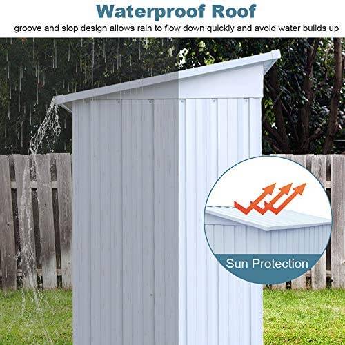 WIILAYOK 5 x 3 ft Outdoor Storage Shed, Galvanized Metal Garden Shed, Tool Storage Shed with Lockable Door, Patio Lawn Backyard Trash Can