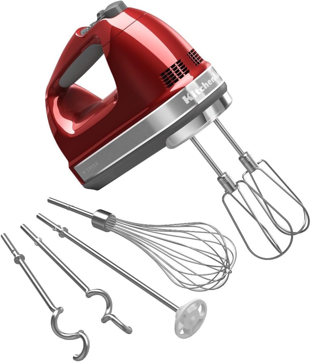 KitchenAid 9-Speed Hand Mixer with Turbo Beater II Accessories and 5 Cup Food Chopper - White