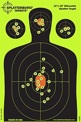 Splatterburst Targets - 12 x18 inch - Silhouette Splatter Target - Easily See Your Shots Burst Bright Fluorescent Yellow Upon Impact - Made in USA