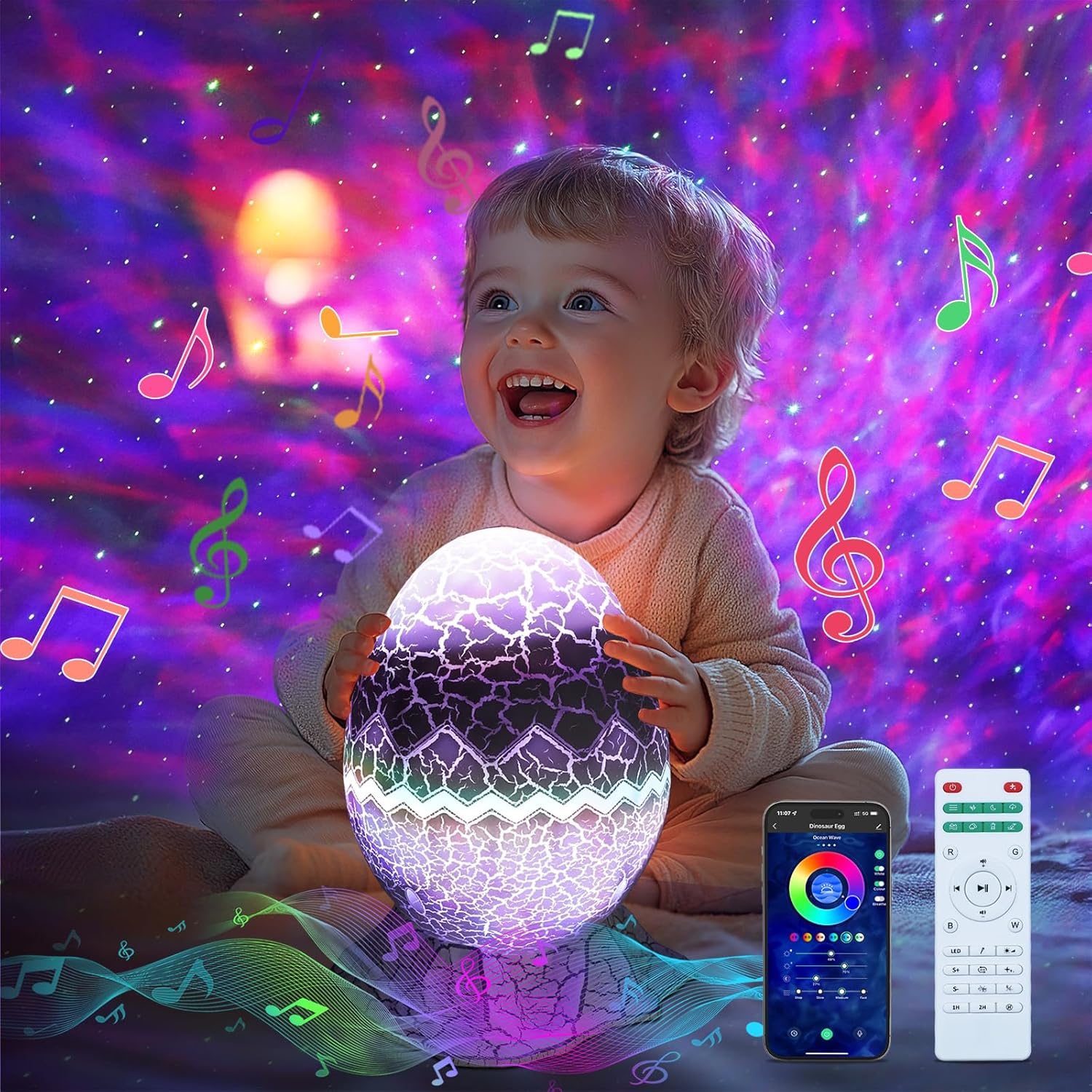 Rossetta Galaxy Projector, Star Projector LED Lights for Bedroom, Outdoor Lighting Projector, Starry Night Light with White Noise and Bluetooth Speaker, Gifts for Kids Adults Christmas, Birthdays