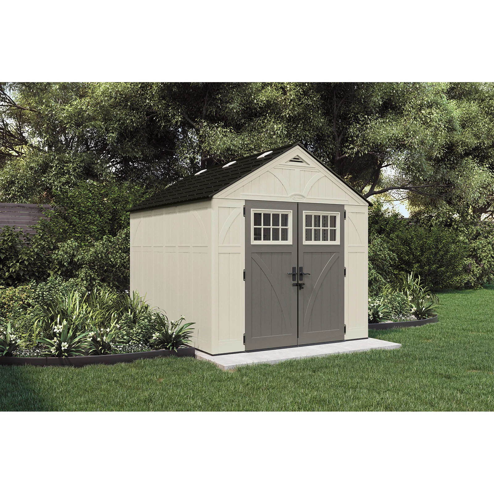 Suncast Outdoor Vanilla 8 ft. W x 10 ft. D Resin Storage Shed