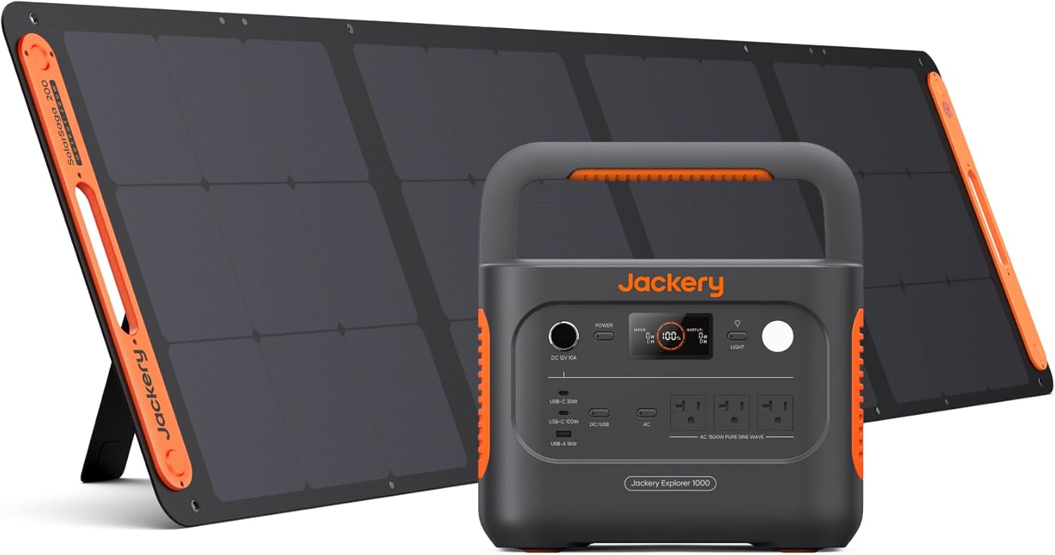 Jackery Explorer 1000 v2 Portable Power Station(2024 New),1070Wh LiFePO4 Battery,1500W AC/100W USB-C Output, 1 Hr Fast Charge, Solar Generator for Outdoor Camping,Emergency, RV, Off-Grid Living