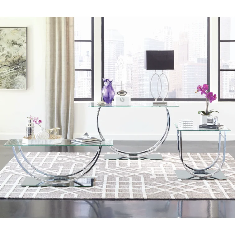 Nyvian 2 - Piece Glass Top Living Room Table Set