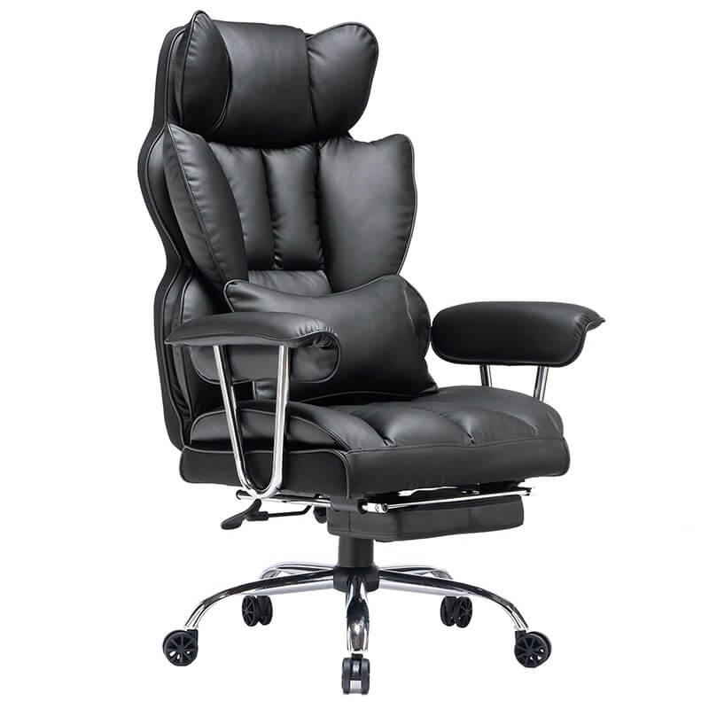 PU Leather Office Computer Chair (Executive Office Chair with Leg Rest and Lumbar Support)