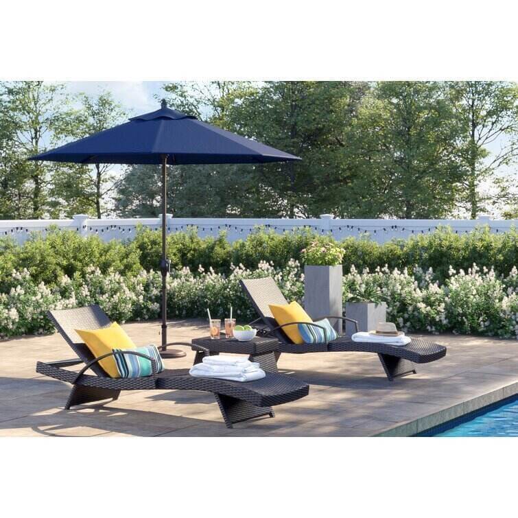 All Weather Wicker Chaise Lounge Set with Table