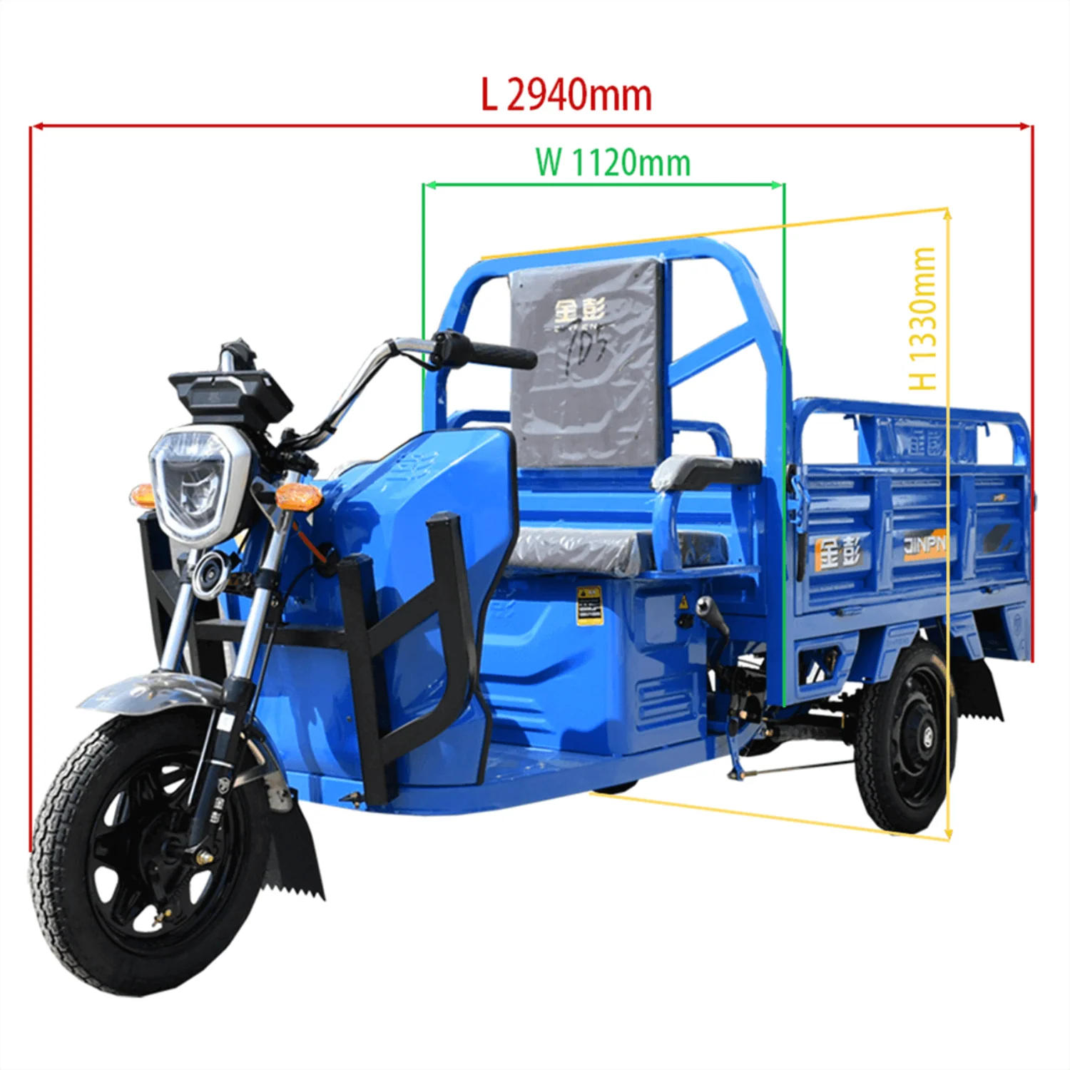800W Electric Cargo Tricycle Truck with Loading Car Hopper