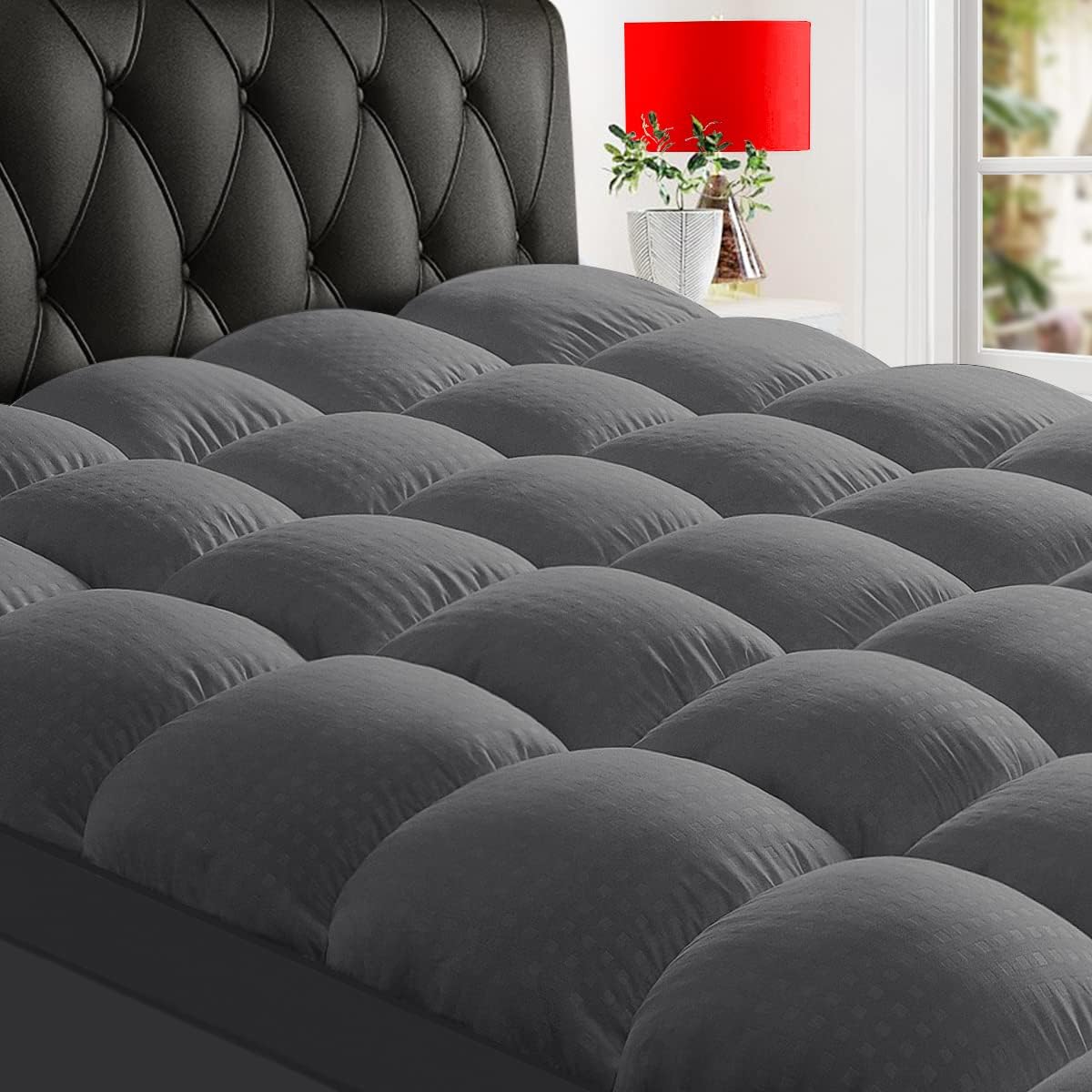 Extra Thick Mattress Topper, Down Alternative Overfill Plush Mattress Pad Cover Topper, Cooling Pillow Top with 8-21Inch Deep Pocket