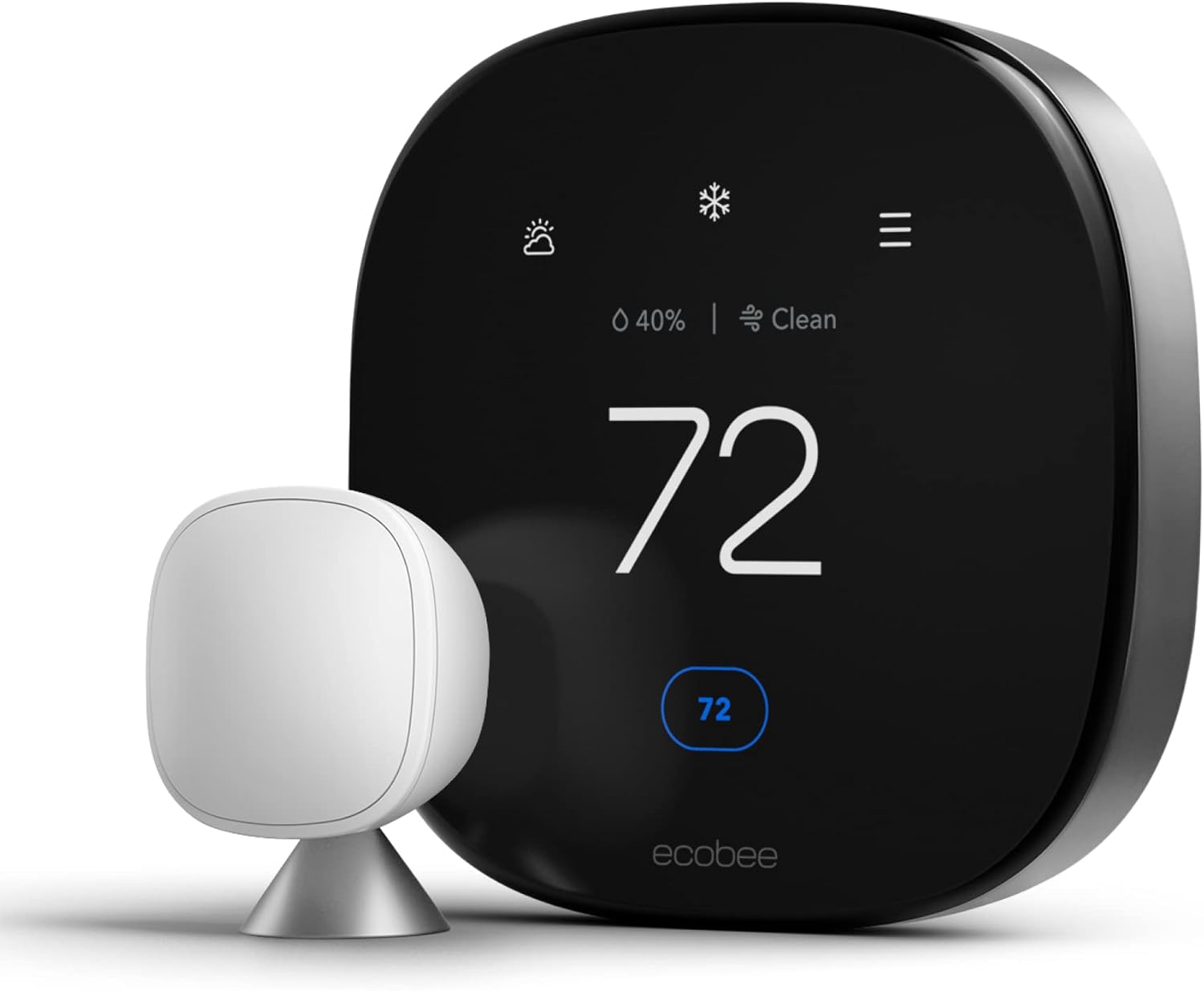 ecobee Smart Thermostat Premium with Siri and Alexa and Built in Air Quality Monitor and Smart Sensor with SmartSensor for Doors and Windows 2-Pack, White