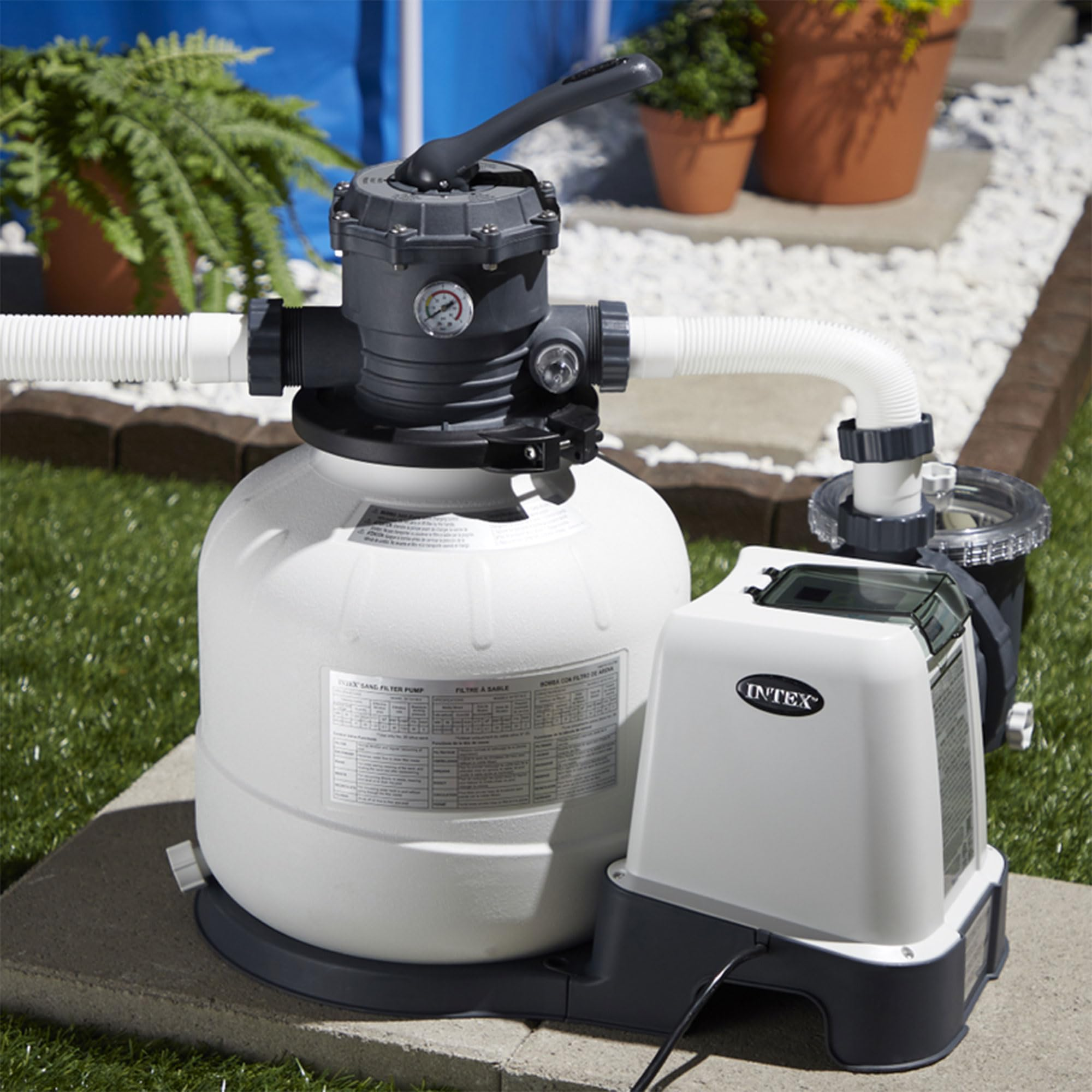 Intex SX2800 Krystal Clear Sand Filter Pump: 2800 GPH Pump Flow Rate – Improved Circulation and Filtration – Easy Installation – Improved Water Clarity – Easy-to-Clean