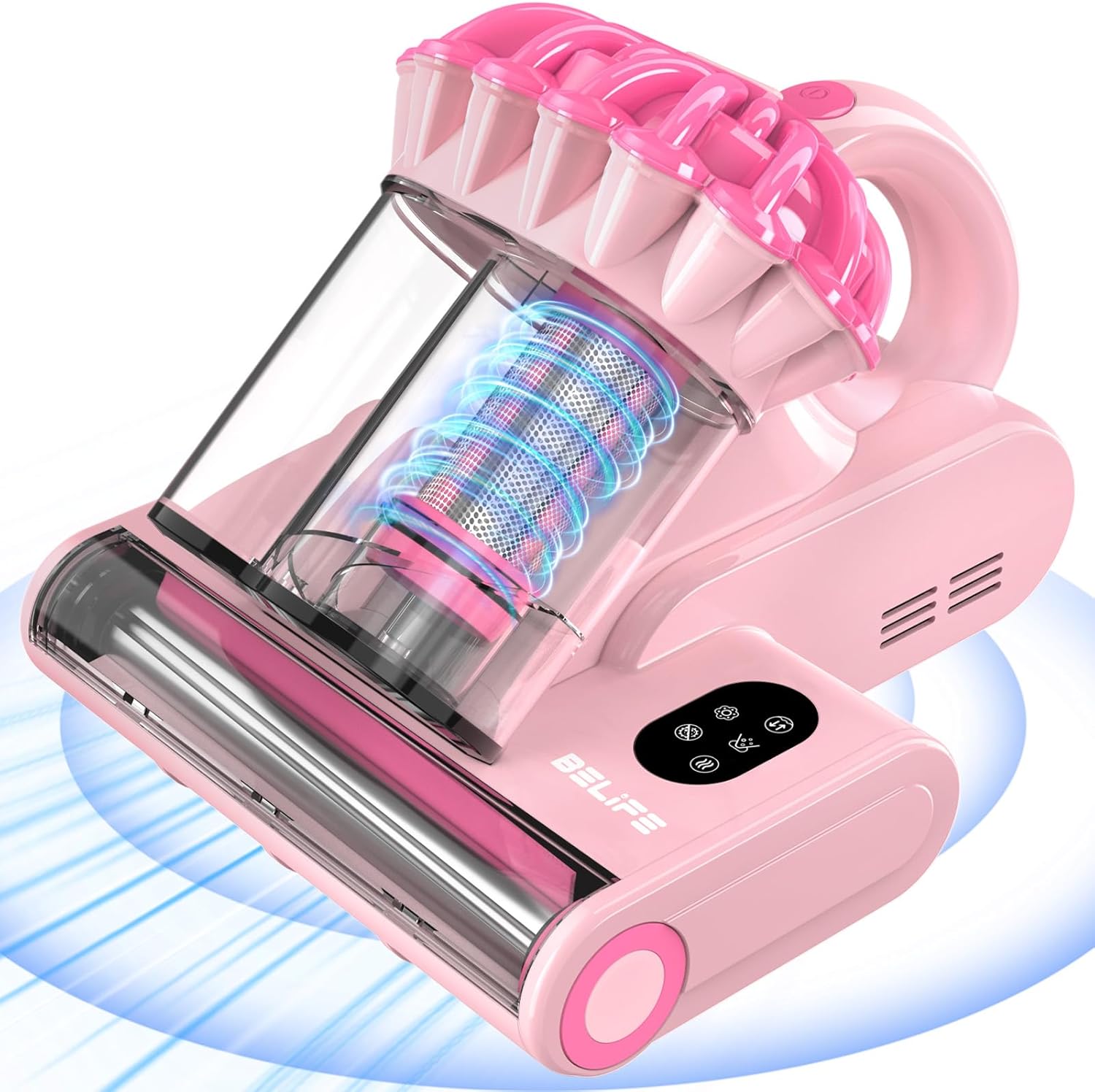 Mattress Vacuum Cleaner, Anti-allergen Bed Vacuum Cleaner with UV & Hot Air & High Heating, 550W 18Kpa Powerful Suction Double-Cup Handheld Vacuum for Bed, Couch, Sofa, Corded (Pink)