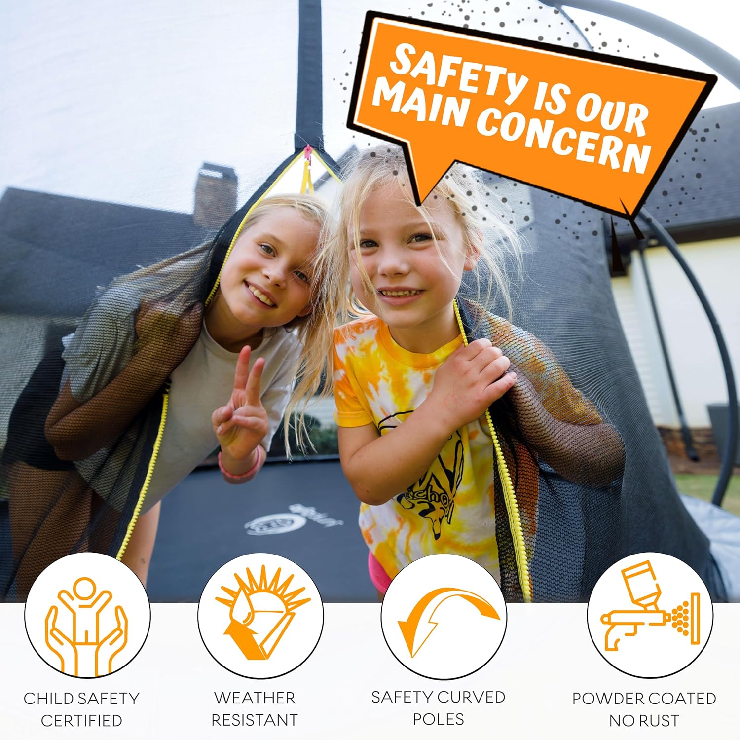 JUMPZYLLA Trampoline Outdoor 8FT 10FT 12FT 14FT 15FT 16FT with Enclosure and Ladder, ASTM Approved Recreational Trampoline for Kids and Adults, Anti-Rust Coated Frame